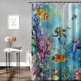 thumbnail image 2 of Orinice  Colorful Ocean Seaworld Shower Curtain for Bathroom Set, Underwater Marine Life Jellyfish Turtle Octopus Coral Bathtub Curtains Decor, Waterproof Polyester Durable with 12 Hooks,  60x72, 2 of 7
