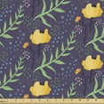 thumbnail image 1 of Garden Fabric by the Yard Upholstery, Night Blue Backdrop with Floral Pattern Hand Drawn Yellow Blooms and Water Drops, Decorative Fabric for DIY and Home Accents, 3 Yards, Multicolor by Ambesonne, 1 of 4