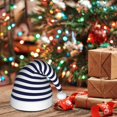 thumbnail image 6 of Wukai Navy Blue And White Stripes Red Velvet Santa Claus Hat,Christmas Hat For Boys Girls Child Infant,Knitted Beanie Hat Colorful Flashing Holiday Xmas Christmas Party Supplies, 6 of 6