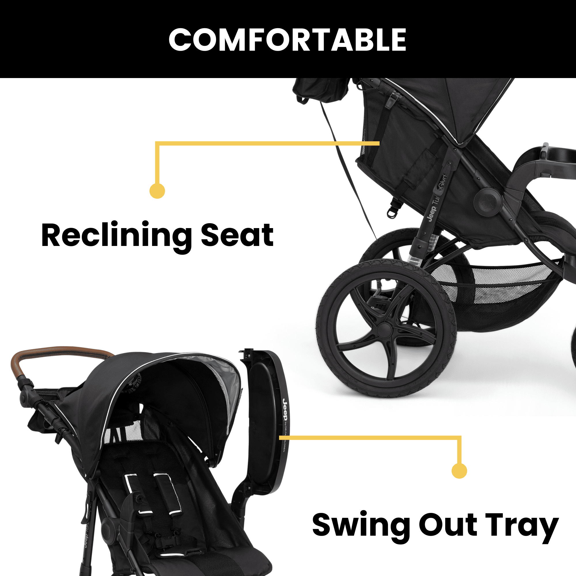 Jeep TurboGlyde Jogging Stroller by Delta Children, Black