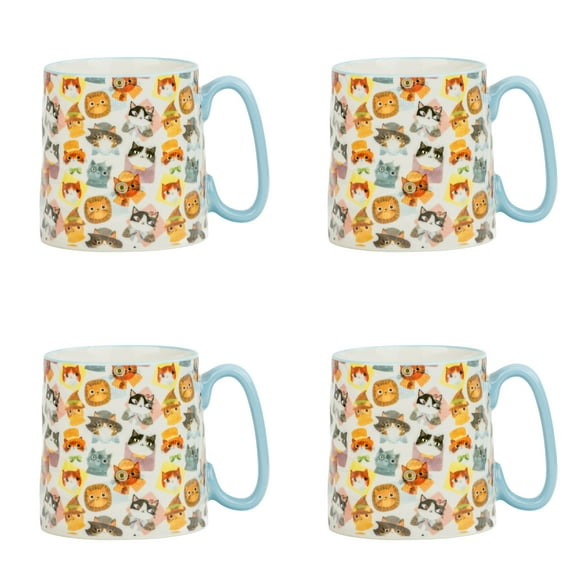 10 Strawberry Street Bella Mug, Cat Dress up, Set of 4