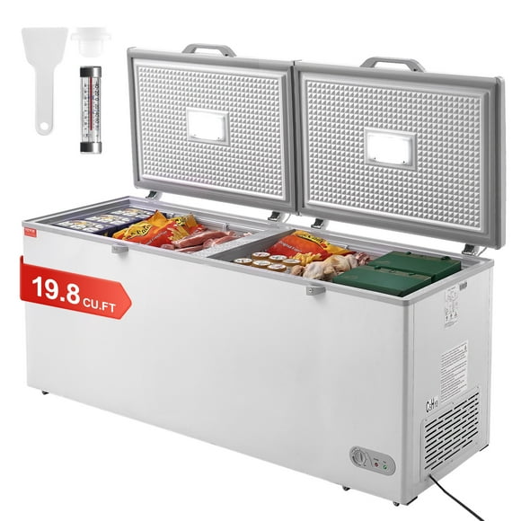 VEVOR Chest Freezer, 19.8 Cu.ft / 561 L Large Deep Freezer with Split Top Double Locking Lids