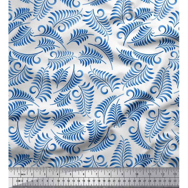 Soimoi Rayon Fabric Leaves Artistic Decor Fabric Printed Yard 42 Inch Wide