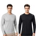 thumbnail image 4 of Taigaofy 2 Pack Men's Long Sleeve Workout Shirts Sun Protection Tee Moisture Wicking Quick Dry Athletic Gym Workout T Shirts Black Gray 2XL, 4 of 9
