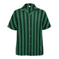 thumbnail image 5 of joogoo Men's Hawaiian Shirt Green and Black Stripes Short Sleeve Casual Button Down Shirts S, 5 of 6