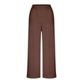 thumbnail image 4 of AINIYS Corduroy Pants Women High Waisted Wide Leg Pants Solid Business Casual Fall Winter Straight Loose Trousers with Pockets Brown S, 4 of 8