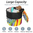 thumbnail image 2 of PhooArto Drawstring Cosmetic Bag, Barrel Shaped Portable Travel Makeup Bags, Zebra Rainbow Print Large Capacity Waterproof Multifunctional Bucket Toiletry Bag, 2 of 6