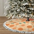 thumbnail image 3 of Christmas Tree Skirt, Cute Orange Flower Leaves Christmas Tree Decorations Indoor, Tree Skirts Mat With Tassel Trim for Halloween New Year Holiday Christmas Party Decor 30 Inches, 3 of 7