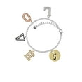 thumbnail image 2 of Delight Jewelry Goldtone Large Disc Letter - T - 3/4'' Multi-Colored Crystal Love Charm Bracelet, 2 of 5