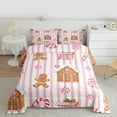 thumbnail image 2 of Homewish Kids Teens Christmas Gingerbread Man Bedding Comforter Set 2pcs,Pink Geometric Stripes Twin Comforter Sets Microfiber,Xmas Candy Cane Breathable Bedding Set,Ultra Soft Home Decor,Reversible, 2 of 8
