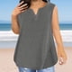 thumbnail image 2 of Camisas para mujer,Camisola de cuello en V para mujer, sin mangas, con botones, de imitación de tela, corte entallado, ideal para uso diario y en casa, sopatenor, 2 of 8