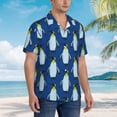thumbnail image 5 of Daiia Beautiful King Penguin Pattern Hawaiian Shirt for Men Gentle Cotton Regular Short Sleeve Casual-X-Large, 5 of 9