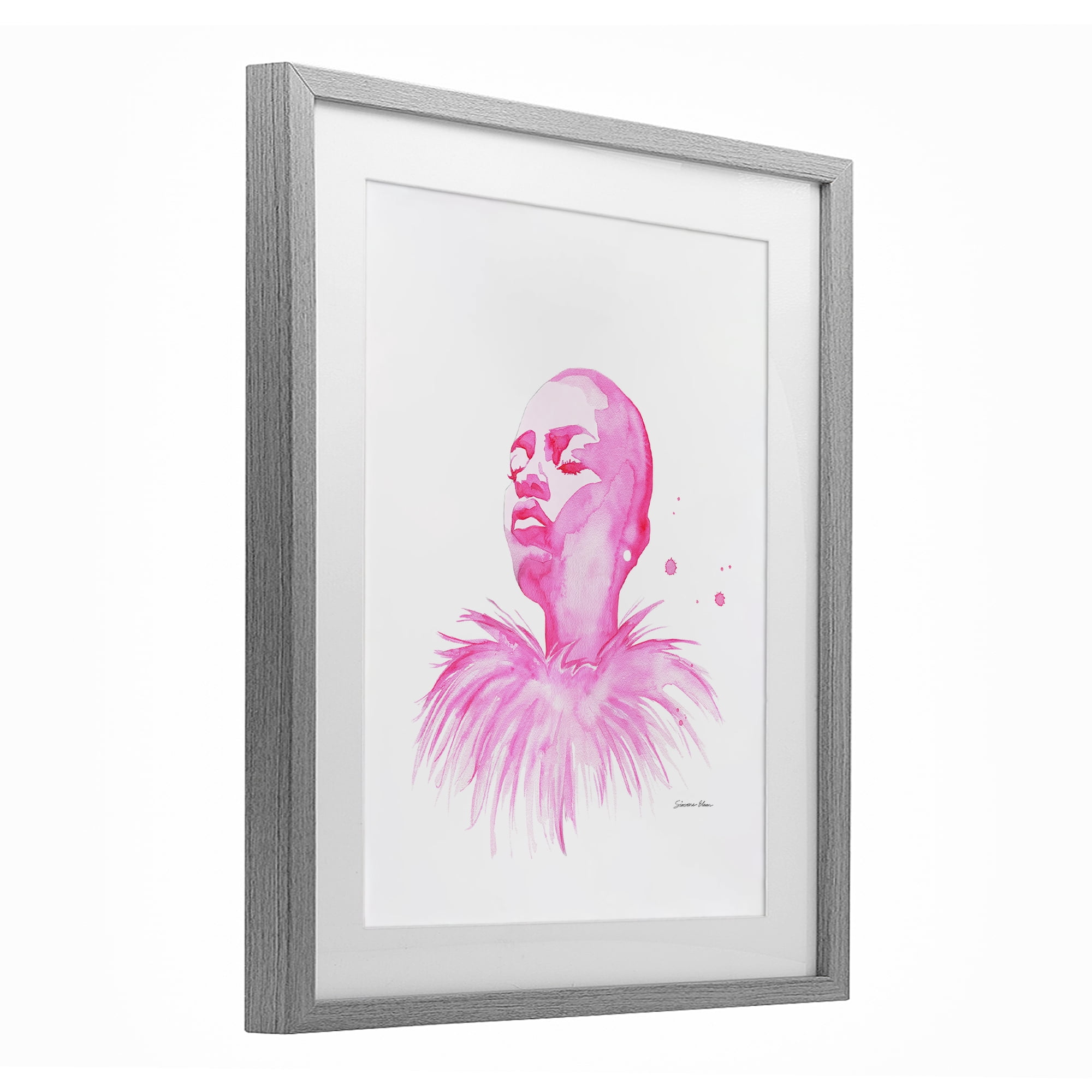 Stupell Industries In A Pink Mood Portrait Gray Framed Print Under Glass, design by Simone Elum