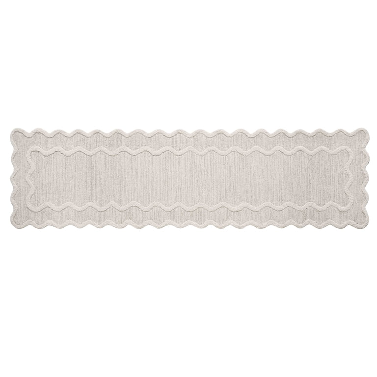 Stella Scallop Wool Runner Rug, Ivory, 2'x8' photo 1