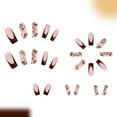 thumbnail image 5 of Fall Winter False Nails 24Pcs Long Coffin Glossy Finish French Floral For Daily Wear Easy Installation, 5 of 8