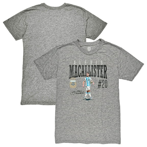 Men's 1863FC Alexis Mac Allister Heather Gray Argentina National Team Snapshot Tri-Blend T-Shirt
