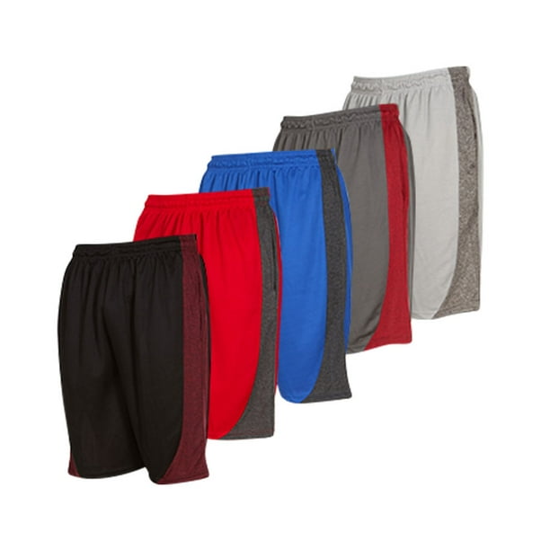 5 Pack Mens Moisture Wicking Athletic Basketball & Gym Workout Shorts
