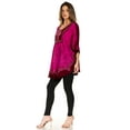 thumbnail image 3 of Sakkas Lynda Two Tone Batik Embroidered Palm Tree Peasant Top / Poncho - Burgandy / Pink - One Size Regular, 3 of 5