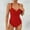 Red, variant on hoksml One Piece Swimsuit for Girls,Fashion Casual Women's Fold Conservative One-Pice Bandage Solid Color Sexy Swimsuit