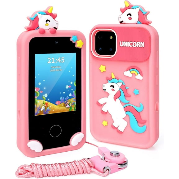Kids Smart Phone for Girls Gifts - Toddler Christmas Birthday Gift for Age 3 4 5 6 Year Old, Kids Mobile Phone Toy with Touchscreen, Dual Cameras, Learning, Music Player Games