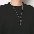 thumbnail image 3 of HZMAN Men's Stainless Steel Cross Crucifix Bible Prayer Pendant Necklace 22+2" Chain, 3 of 8