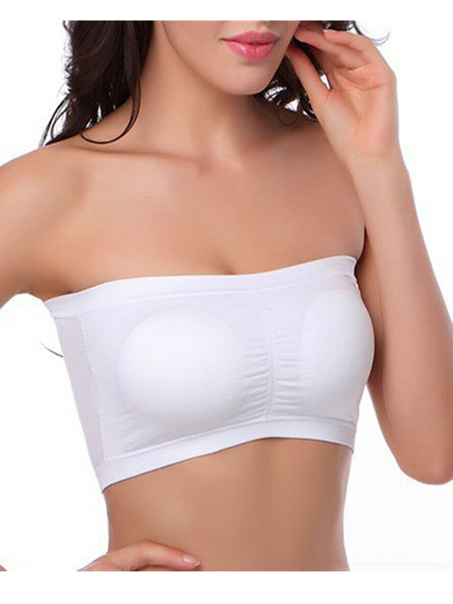 New Womens Plain Printed Boob Tube Strapless Bandeau Stretch Vest Bra Crop Top 