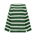 thumbnail image 3 of Qulqfy Green Sweaters for Women Pullover Striped Trendy Long Sleeve Chunky Knit Crew Neck Shirts Winter Sweaters for Women M, 3 of 7