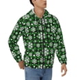 thumbnail image 4 of Zip Up Hoodies for Men - green grid white snowflakes Plaid Long Sleeve Comfrt Men'S Fashion Hoodies & Sweatshirts, Jackets for Men Hoodies Pullover Clothing Clothes with Pouch, 4 of 5