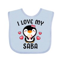 Inktastic I Love My Saba with Cute Penguin and Hearts Girls Baby Bib