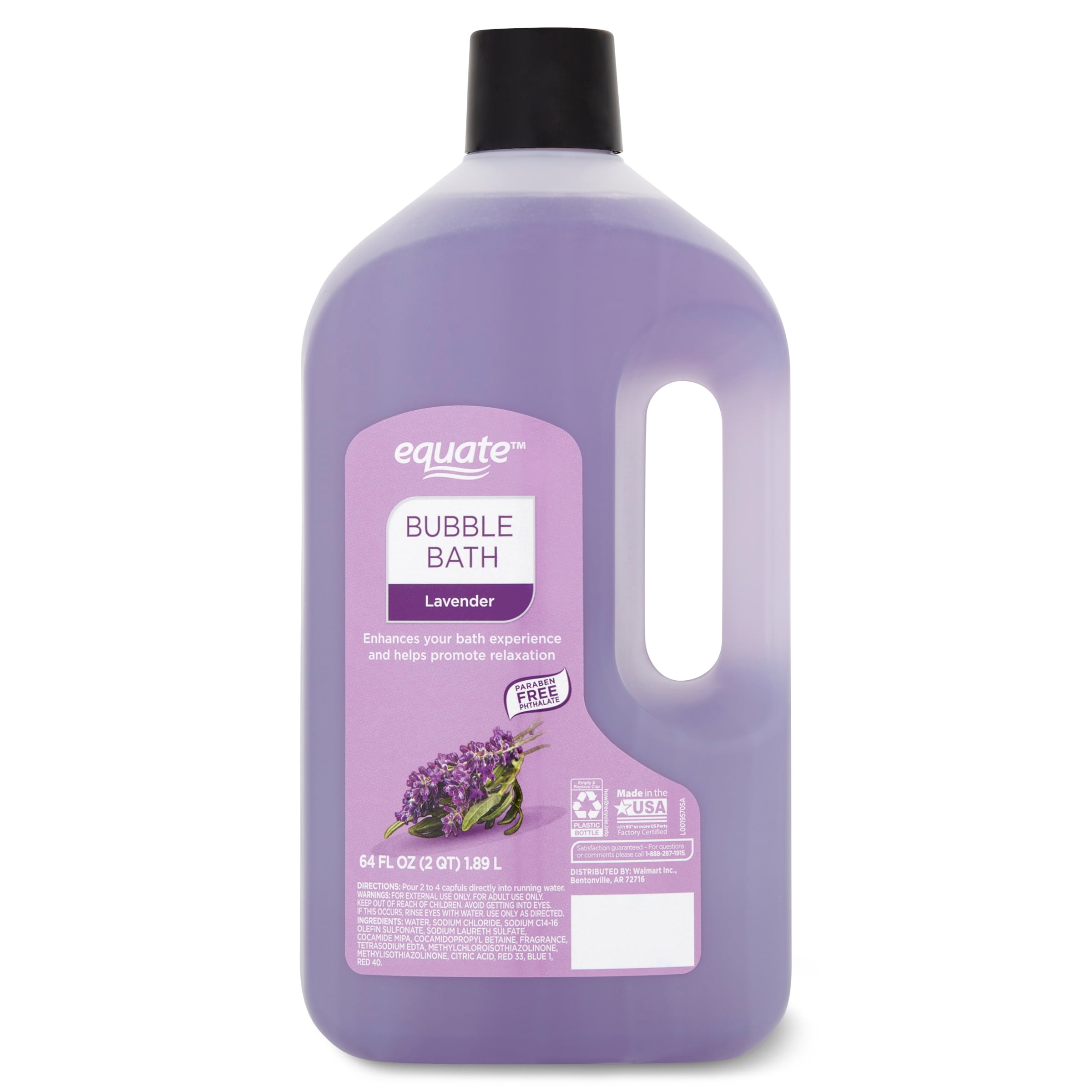 Equate Bubble Bath, Lavender, 64 fl oz