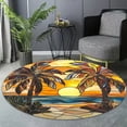 thumbnail image 6 of Circle Area Rug, Palm Trees Floral Pattern Washable Non-Slip Floor Carpet, Soft Rug for Living Room Bedroom Decor 59 Inch, 6 of 6