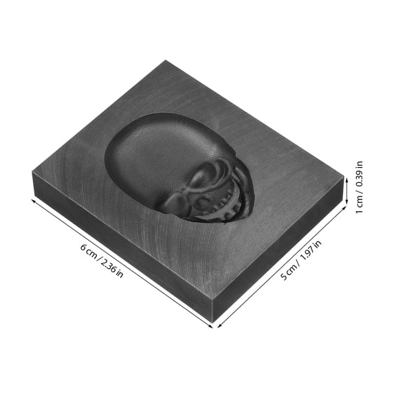 BESTYASH 2Pcs Graphite Skull Molds for Metal Casting DIY Heat Resistant Sturdy Black Material