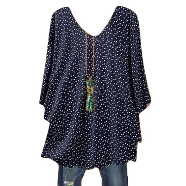 Wodstyle Women's Batwing Short Sleeve T Shirt Summer Tunic V Neck