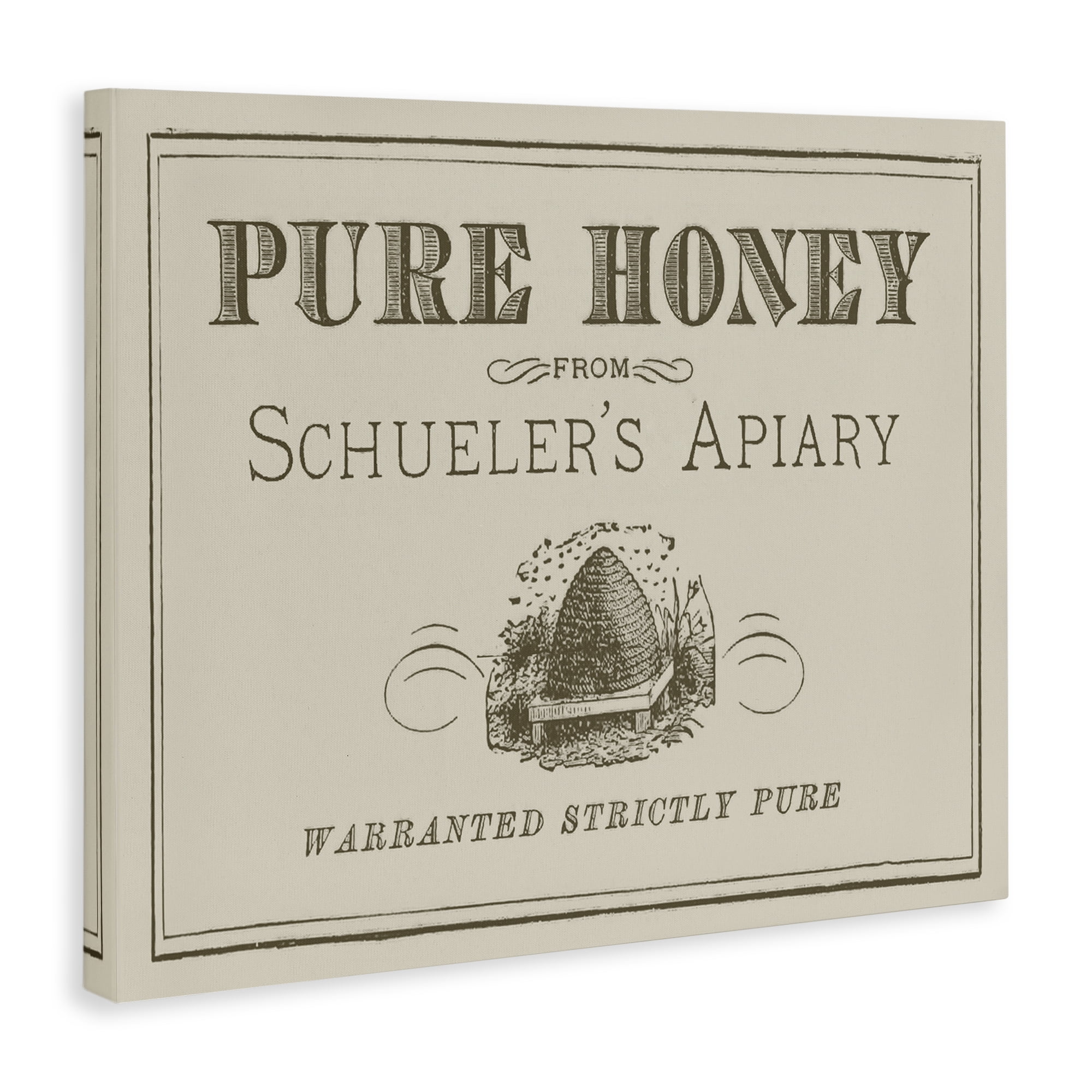 Stupell Industries Vintage Pure Honey Food & Beverage Painting Wrapped Canvas Art Print Wall Art, 40 x 30