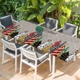 thumbnail image 2 of Merry Christmas Table Cloths for 8 Foot Rectangle Tables, Farmhouse Xmas Tree Winter Snowflake Grey Patio Waterproof Elastic Fitted Tablecloths, Washable Rectangular Table Cover for Camping, 2 of 8