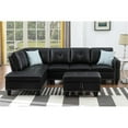 thumbnail image 2 of Kingfisher Lane 2 Piece Transitional Faux Leather Sectional Sofa Set with Storage Ottoman, Black, 2 of 17