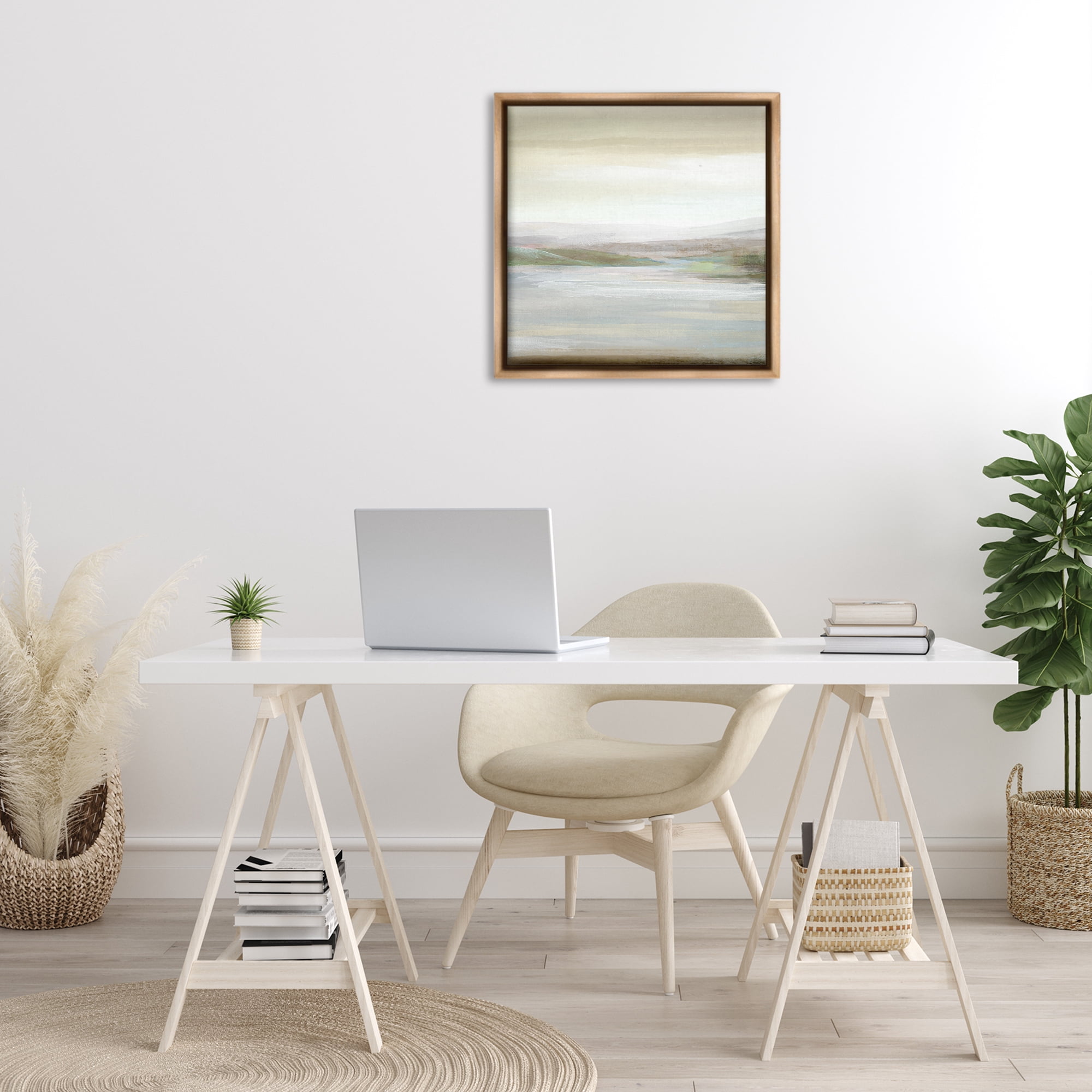 Stupell Industries Calm Atmospheric Landscape Landscape Painting Brown Floater Framed Canvas Art Print Wall Art, 25 x 25