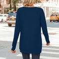 thumbnail image 6 of Womens Long Sleeve Tunic Tops with Pockets Casual Long Sleeve Shirts Plain Boat Neck Tshirt Loose Fit Basic Blouses Navy S, 6 of 6