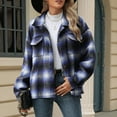 thumbnail image 6 of Sevevn Long Sleeve Tops for Women Women's Casual Lapel Button Pocket Plaid Long Sleeved Shirt Top Jacket Christmas Gift, 6 of 7