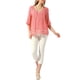 thumbnail image 2 of INSPIRAR CHIC Blusa de Peplum para Mujer con Manga Corta y Cuello en V, Camisas con Pliegues de Flores, Blusas Casuales, Tops de Encaje M Rojo Sandía, 2 of 6