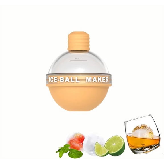 Clear Ice Ball Maker - Silicone Ice Cube Maker, Round Ice Mold for Sphere Crystal Clear 2.5 Inch Ice Balls-Whiskey transparent round ice cubes(Yellow)