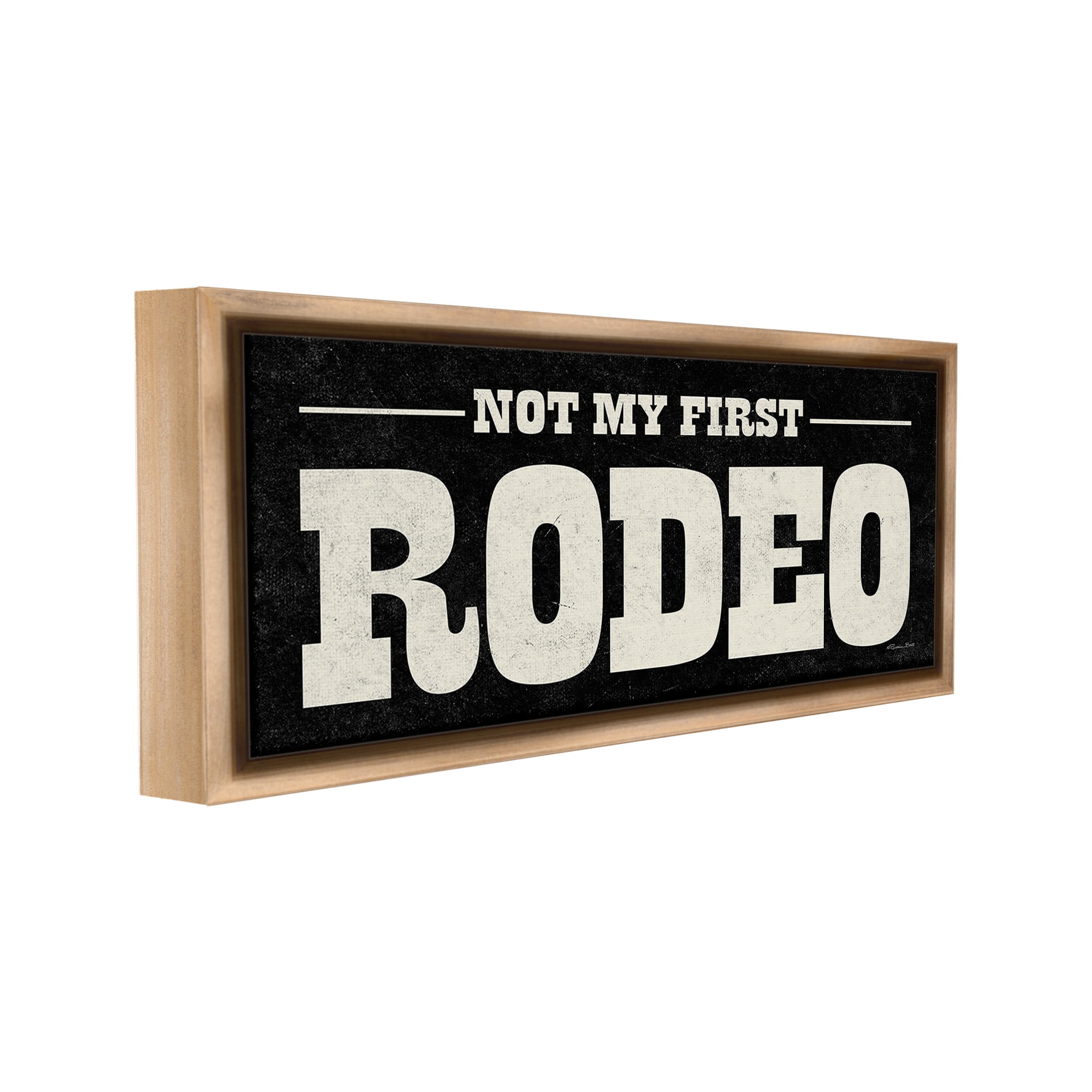Stupell Industries Vintage Funny Rodeo Typography Painting Brown Floater Framed Canvas Art Print Wall Art, 25 x 11