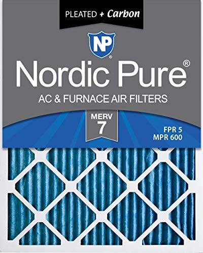 Nordic Pure 8x14x1 Exact MERV 8 Pure Carbon Pleated Odor Reduction AC Furnace Air Filters 3 Pack 
