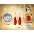 thumbnail image 3 of Sleek Teardrop Shaped Synthetic Red Coral Inlay Sterling Silver Dangle Earrings, 3 of 7