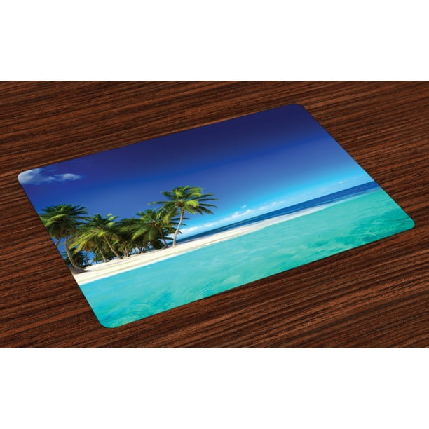 Ocean Placemats Set of 4 Seaside View Tropical Island Coast Jungle