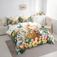 thumbnail image 3 of Feelyou Cute Bunny Rabbit Twin Bedding Sets 7-Piece for Child, Cartoon Easter Egg Bedding Comforter Set, Spring Flower Floral Reversible Sheet Sets, Luxury Bedroom Decor, 3 of 7