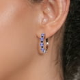 thumbnail image 3 of Gem Stone King 925 Sterling Silver Blue Tanzanite and Blue Sapphire Hoop Earrings for Women (3.35 Cttw, Round 4MM and 1.9MM, Gemstone Birthstone 1 inch Diameter), 3 of 4