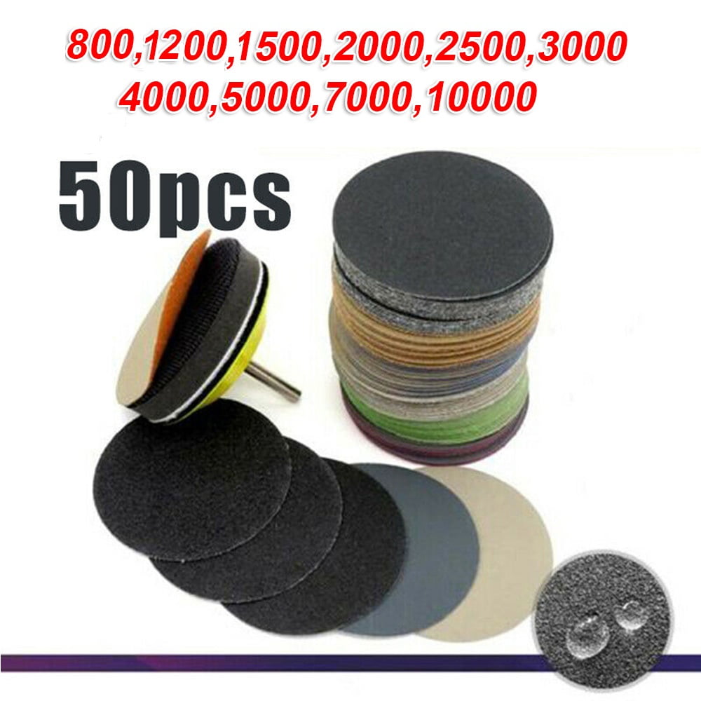 50PCS 3inch Wet or Dry Sandpaper Hook And Loop Silicon Carbide Sanding