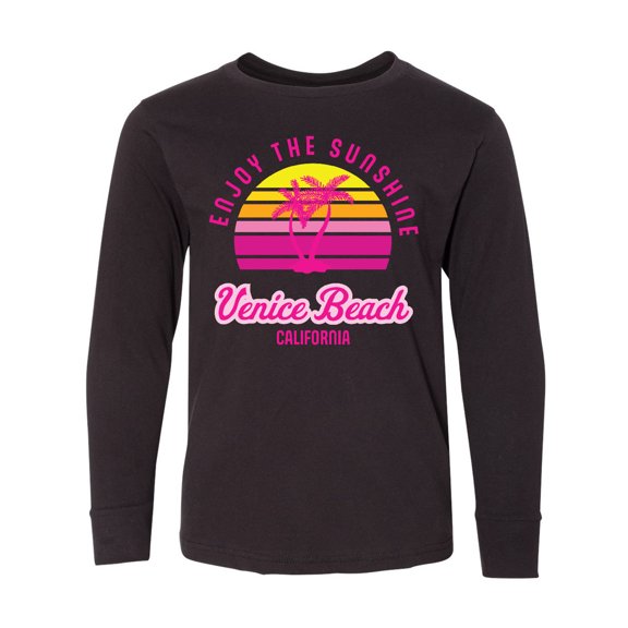 Inktastic Summer Enjoy the Sunshine Venice Beach California in Pink Long Sleeve Youth T-Shirt