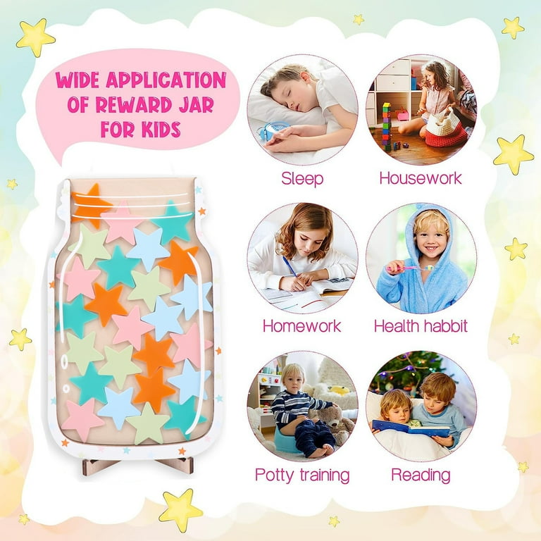 Personalized Magnetic Reward Jar For Kids & Classroom - Star Jar Behavior System With Pastel Tokens 1 thumbnail image